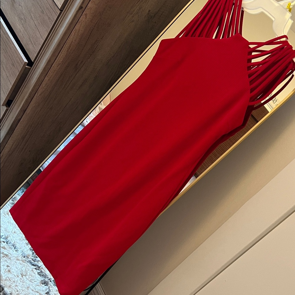 Bisou Bisou Strappy Red Midi Dress